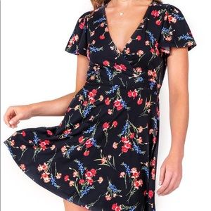 Black Floral Wrap Dress - Francesca’s - Medium